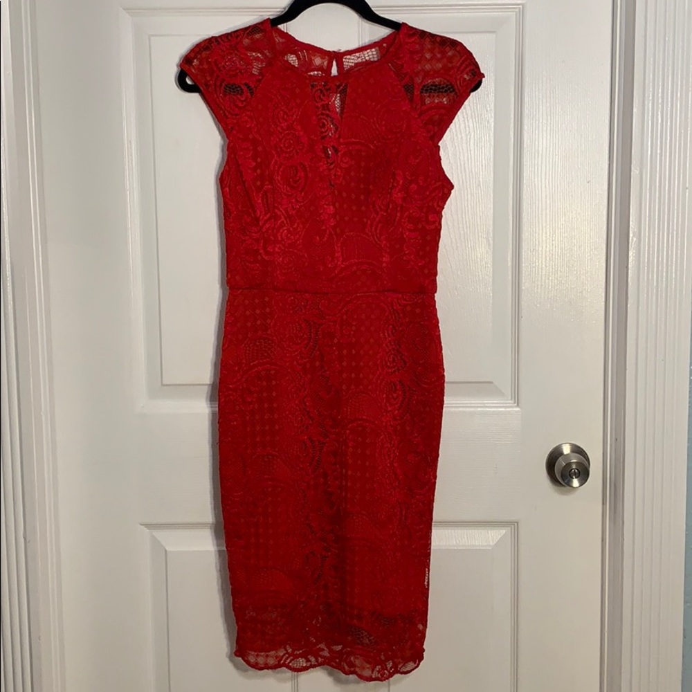 Sexy and Sophisticated Red Lace Dress by Guess